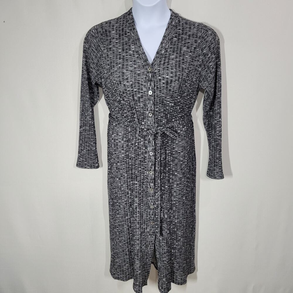Michael Stars Luxe Jasper Isa Ribbed Long Cardigan In Black Marl 1X